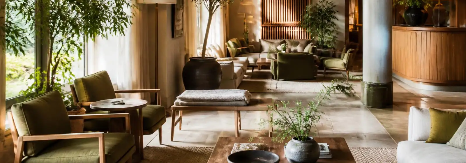 Calm hospitality lounge interior